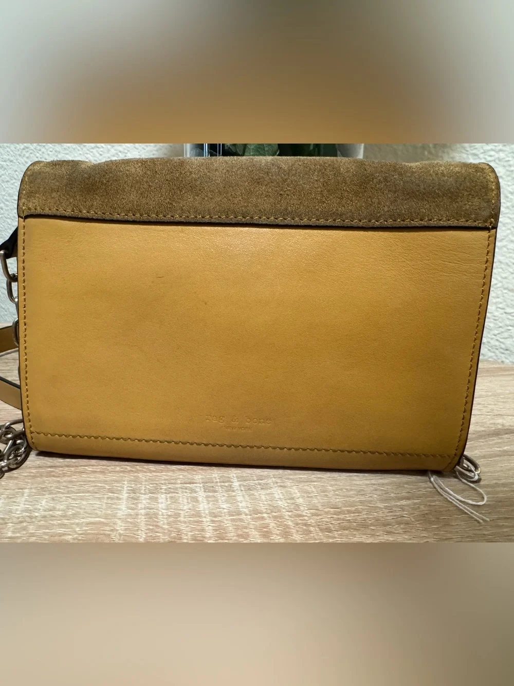 rag & bone Suede Envelope crossbody in Tan with Gold Hardware